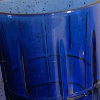 Anchor Hocking Tartan Cobalt Blue Tumblers Set 6 VTG Mid Century Mod Made USA 5