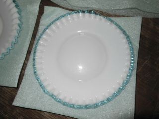 Vintage Fenton Glass Aqua/blue Crest Plates X4