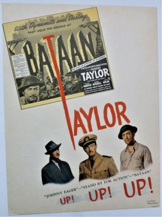 1943 Kapralik Movie Trade Ad - BATAAN with Robert Taylor - Color Lithograph 2