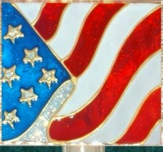 Patriotic American Flag Night Light Stained Art Glass Usa Americana Decor Gift