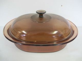 Vision Amber Corning Ware 4 Quart Roaster Casserole Dish With Lid