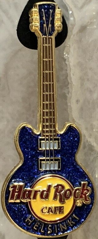 Hard Rock Cafe Helsinki 2014 3 - D Blue Core Guitar Series Pin 3 Strings 79844