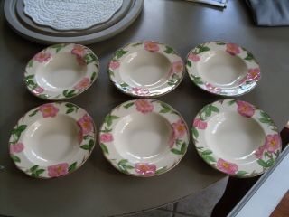 Vintage Franciscan Desert Rose Rim Soup Bowls 8 1/2 " Usa Set Of 6