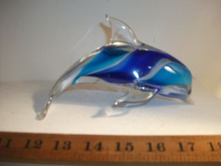 VINTAGE MURANO SOMMERSO ART GLASS DOLPHIN FIGURINE PAPERWEIGHT 18 cm 2