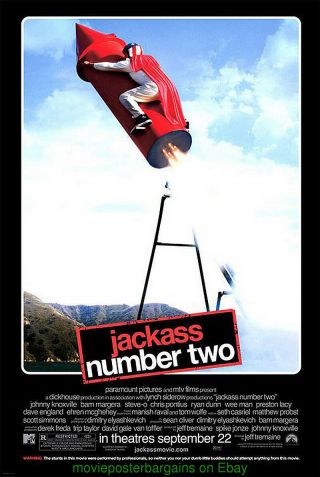 Jackass Number Two Movie Poster Rocket Style Ds 27x40 One Sheet 2007