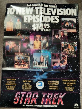 Star Trek Tv 3 (paramount Video Dealer Promo 23 X 32 Poster,  1986) Collectible