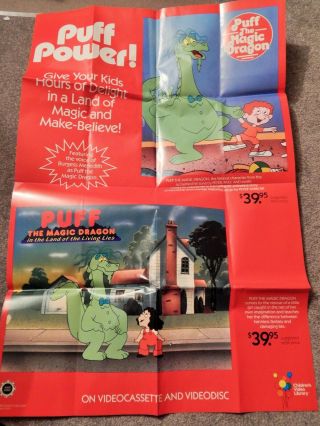 Puff The Magic Dragon (video Dealer 24 X 36 Poster,  1986) Animated Collectible