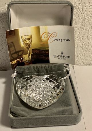 Waterford Crystal Cut Heart Shaped Paperweight Or Hand Cooler