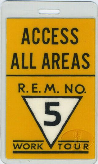 R.  E.  M.  1987 Work Tour Laminated Backstage Pass