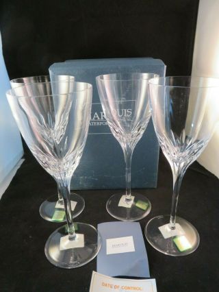 Nib Set Of 4 Waterford Marquis Wine Glasses 