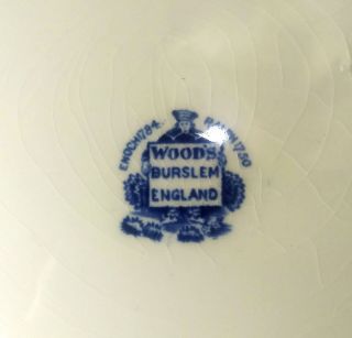 Antique Porcelain Turkey Plate Wood ' s Burslem England Deep Blue & Colors 5