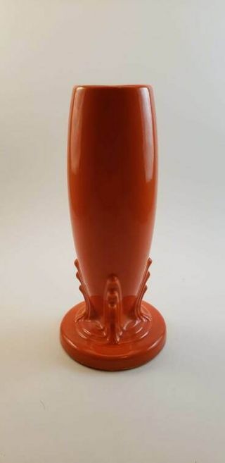 Vintage Marked Fiesta Usa Orange 6 1/2 " Tall Vase -