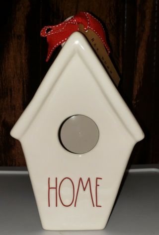 Rae Dunn Slanted Roof Christmas Red Letter Home Birdhouse With Pinecone Icon