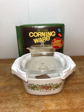 Old Stock Open Box Corning Ware Spice Of Life 3qt Casserole W/pyrex
