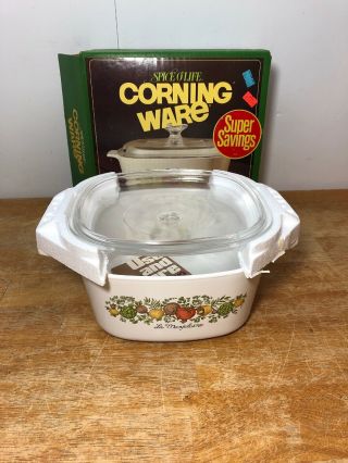 Old Stock Open Box Corning Ware Spice Of Life 3qt Casserole W/Pyrex 4
