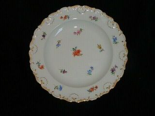 Antique Meissen Porcelain Scattered Flowers & Gold Plate