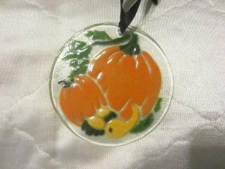 Peggy Karr Fused Art Glass Pumpkins Gourds Halloween Thanksgiving 1 Ornament Nr