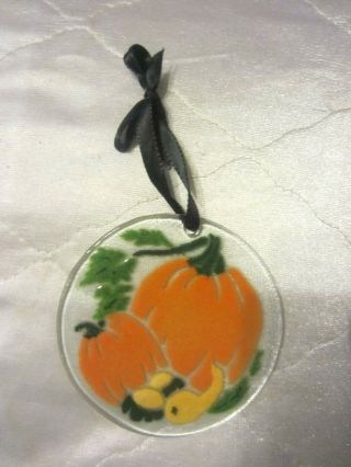 Peggy Karr Fused Art Glass Pumpkins Gourds Halloween Thanksgiving 1 Ornament NR 4