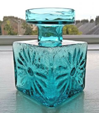 Dartington Glass Candle Holder / Vase Kingfisher Blue Frank Thrower Ft60