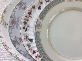 Mismatched China Dinner Plates Florals 10 3/8” - 11” Set Of 4 Vintage