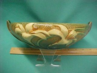 Vintage Roseville Art Pottery Zephyr Lily Handled Console Centerpiece Bowl 474