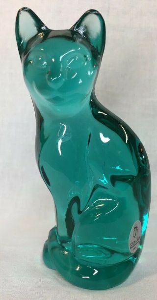 Fenton Art Glass Robin Egg Blue Tall Cat