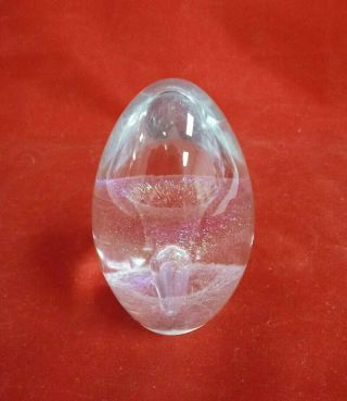 1991 Signed Robert Eickholt Opalescent Iridescent Art Glass Bubble Paperweight