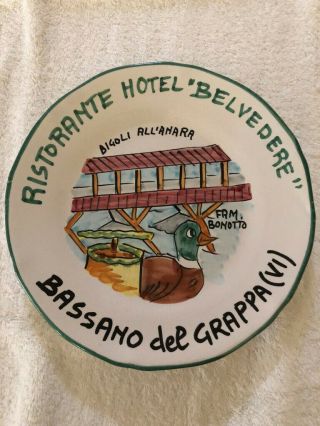 Unione Ristoranti Buon Ricordo Single Plate Made In Italy " Bassano Del Grappa "