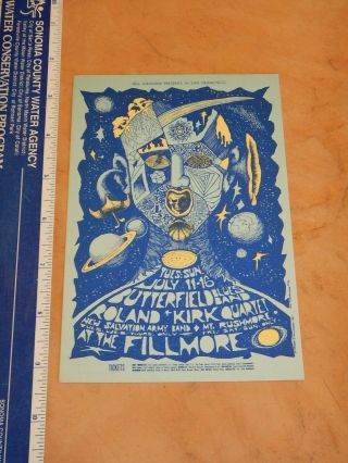 1967 Butterfield Blues Band Fillmore Concert Handbill Bg 72,  B.  Maclean Art