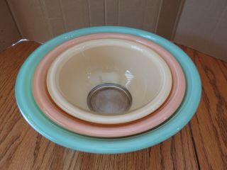 Vintage Pyrex Clear Bottom Nesting Mixing Bowls Pastel Colors Southwest 430 - 275