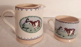Nicholas Mosse Pottery Cylinder Jug & Mug Landscape Pattern with Cow 8