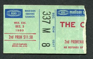 1980 The Cars Concert Ticket Stub Panorama Tour Madison Square Garden