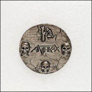 Anthrax Persistence Of Time 1990 Die Cast Pin Pinback Badge Brockum