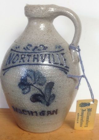 Vintage 1986 Rockdale Union Stoneware Salt Glazed 5 " Miniature Jug Northville Mi