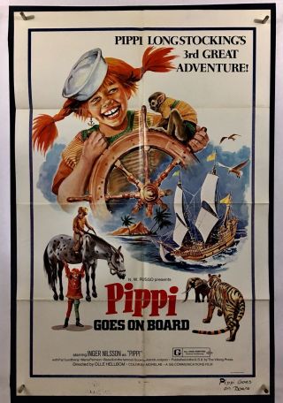 Pipi Goes On Board Movie Poster (verygood) One Sheet 1975 Inger Nelson 1067