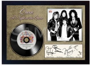 Queen Freddie Mercury Music A Night At The Opera Signed Framed Photo Lp Vinyl