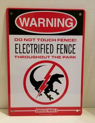 Jurassic World Metal Electrified Fence Warning Sign Loot Crate Jurassic Park