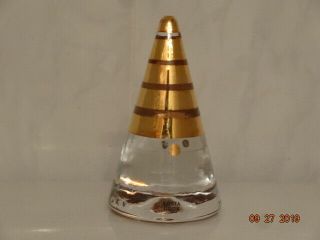 Kosta Boda Glass Christmas Tree Figurine Gold Signed Anna Ehrner