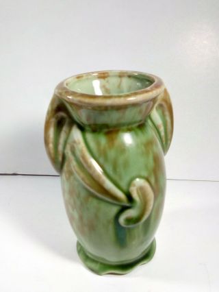 Vintage Art Pottery Arts And Crafts Frog Tongued Green With Brown Dripped Glaze