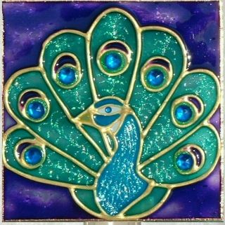 Artisan Made Peacock Night Light Wall Plug In Custom Stain Art Glass Gift Decor