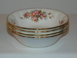 Vintage Set Of 4 Paragon English Bone China Elizabeth Rose Dessert Bowls