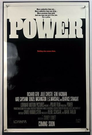 Power Movie Poster (fine) One Sheet 1986 Richard Gere Gene Hackman 6400r