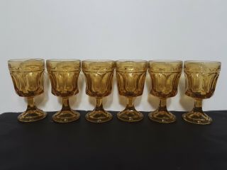 Set Of 6 Vintage Indiana Glass Amber Goblets 6 Oz 5.  25 " H