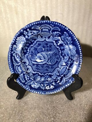 Antique Blue & White Joseph Stubbs Staffordshire Shell - Motif Transferware Plate