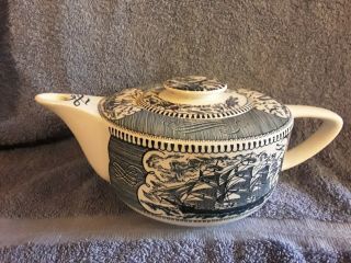 Vintage Currier And Ives Clipper Ship Teapot With Lighthouse Lid
