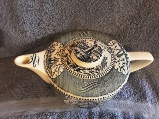 Vintage Currier And Ives Clipper Ship Teapot With Lighthouse Lid 2