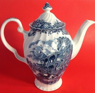 Johnson Brothers Heritage Hall Coffeepot Blue French Provincial Ironstone 4411