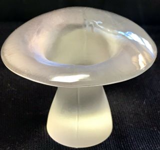 Vintage Viking Glass Mushroom Paperweight Clear - Satin Frosted Art Glass Decor