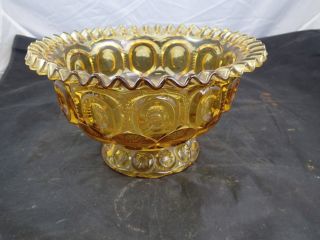 L E Smith Moon And Stars Amber Very Large Bowl Compote 10 " Diameter
