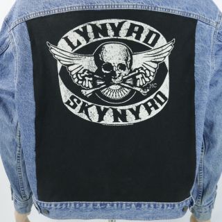 Lynyrd Skynyrd Mc Denim Jacket Blue Jean Trucker Mc Southern Rock Mens Xlarge